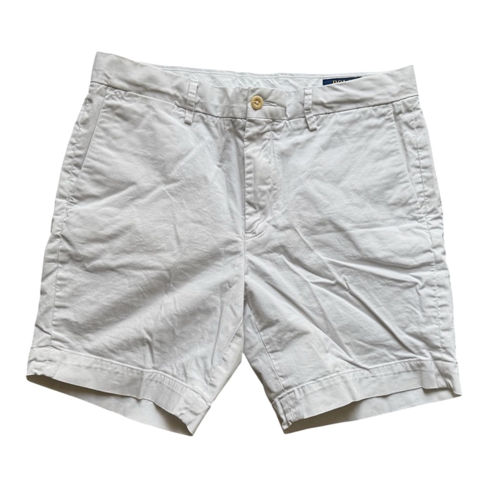 Polo by Ralph Lauren White Flat-Front Cotton Shorts
